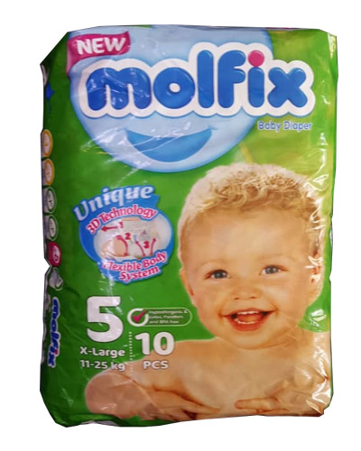 پوشک کامل بچه مولفیکس شماره 5 وزن 11تا25کیلو 10عددی