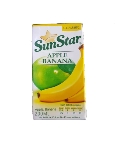 آبمیوه سیب موز سان استار 200سی سی پاکتی
