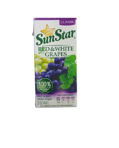 آبمیوه انگور سان استار 200سی سی پاکتی