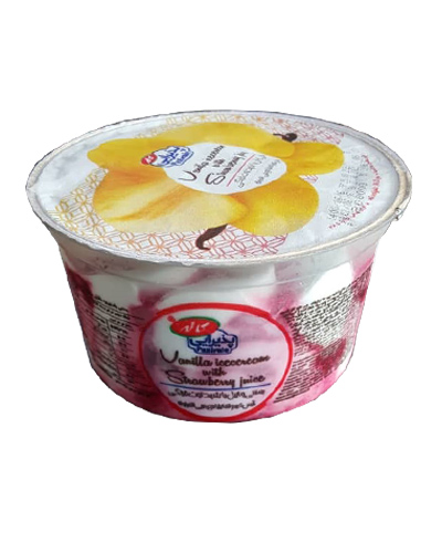 بستنی وانیلی با شهد توت فرنگی کاله یک لیتری کاسه ای