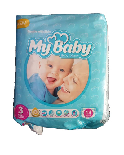 پوشک کامل بچه مای بیبی شماره 3 وزن 5تا9کیلویی 14عددی