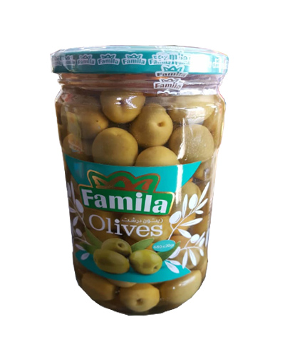 زیتون سبز فامیلا 680گرم درشت