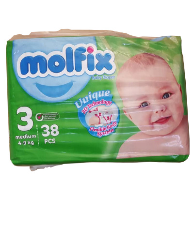 پوشک کامل بچه مولفیکس شماره 3 وزن 4تا9کیلو 38عددی