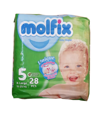 پوشک کامل بچه مولفیکس شماره 5 وزن 11تا25کیلو 28عددی
