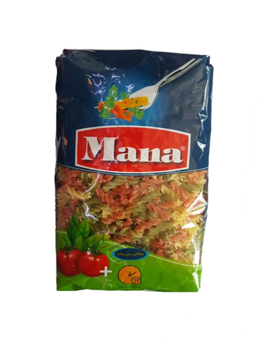 ماکارونی مانا 500گرم فرمی پیچی سبزیجات