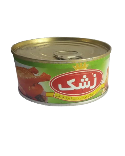 کنسرو خوراک مرغ زشک 180گرمی با سس گوجه فرنگی